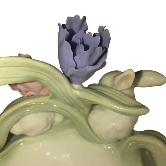 Vtg HOME INTERIORS '02 "Peek-a-boo" Bunny Rabbit Spring Flowers Candle Holder - Picture 7 of 7